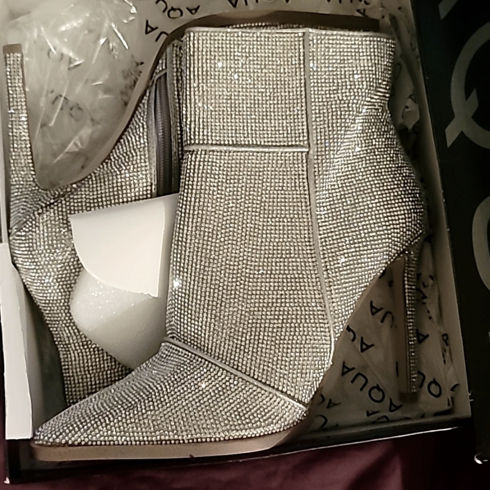 Aqua Rhinestones Booties